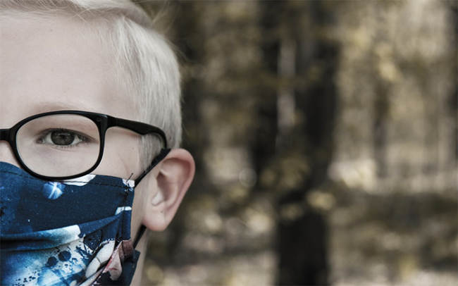 bambino mascherina blu