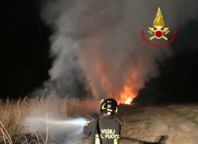 incendio sterpaglie trino